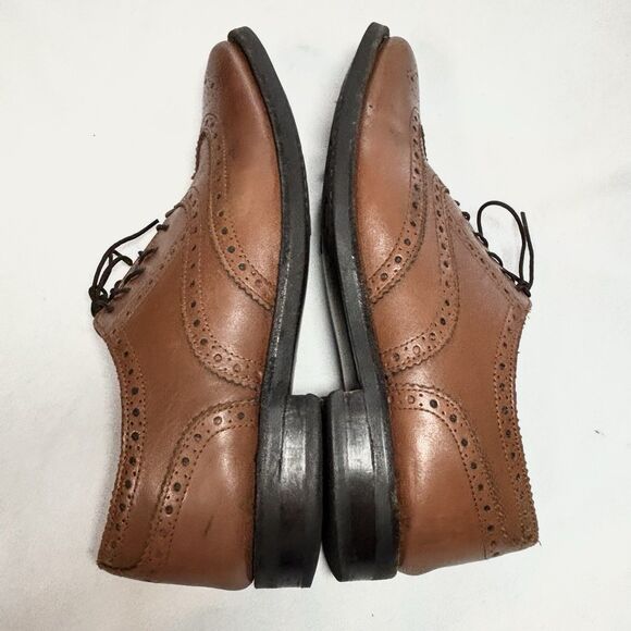 Samuel Windsor Wing Tip Shoes Brown Brogue Oxford Italian Leather BV126 - Picture 4 of 10
